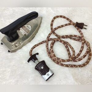 Antique 50s Inui Japan Foldable Travel Iron Cloth Cord Works*Tested*